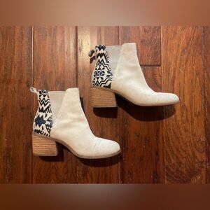 TOMS Esme Ankle Chelsea Bootie Burch Suede/Metallic Jacquard Size 6